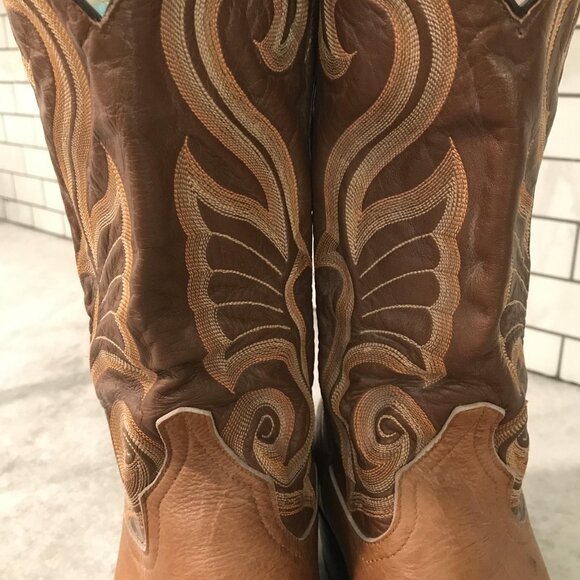 Vintage Larry Mahan Boots Mens Size 10 Brown Leather Western Cowboy USA 80s - Picture 6 of 11